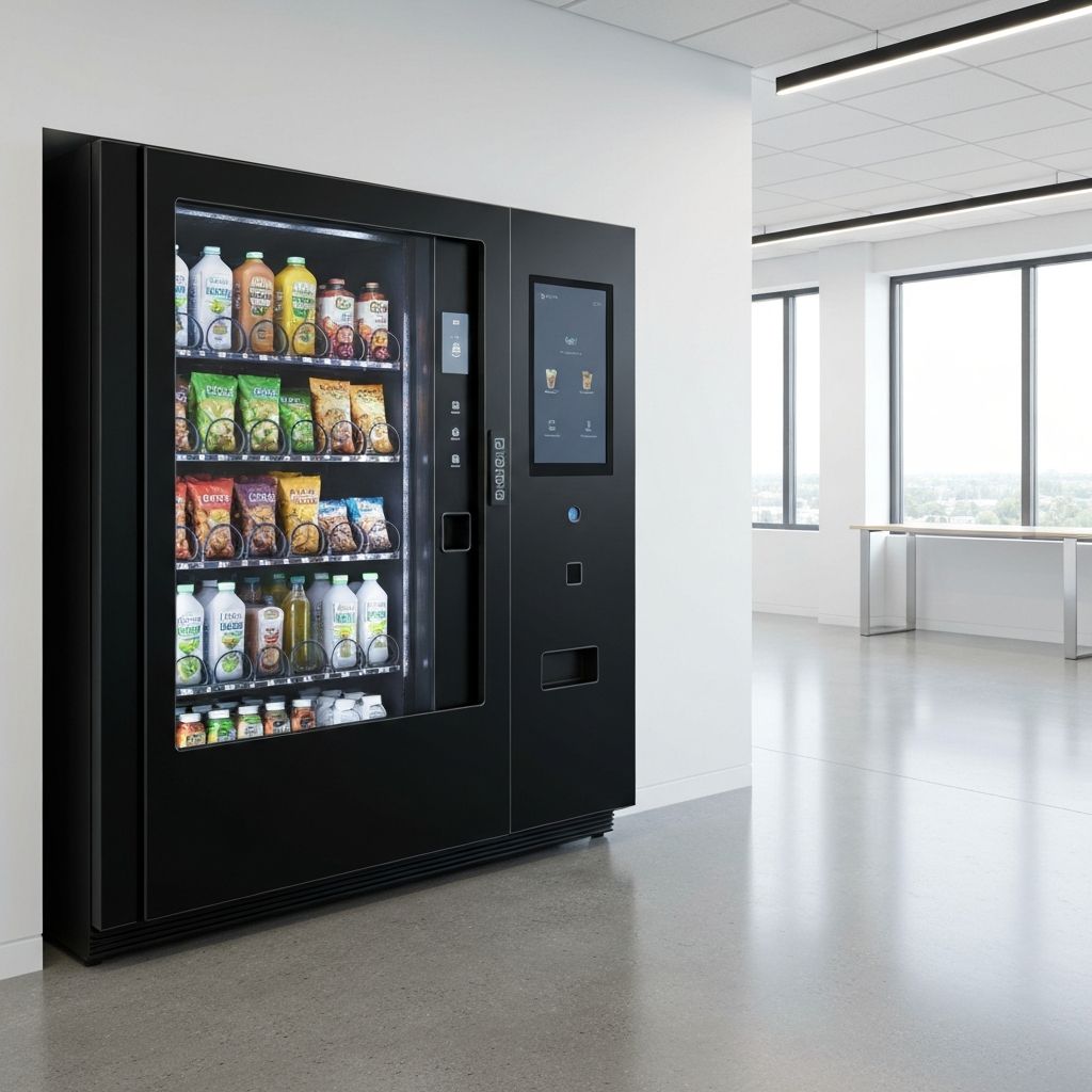 Distributeur automatique moderne dans un espace pause bureau