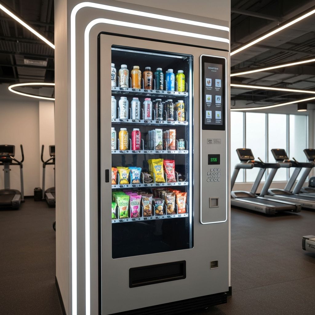 Distributeur automatique moderne dans une salle de sport